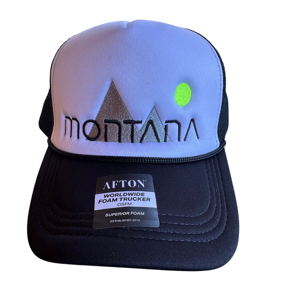 Montana Snap Back Trucker Hat Flat Bill Dad Foam Cap Mesh Back Mountains Retro